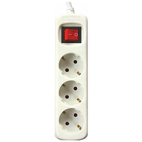 Electronics 9640 - base Elettrica 3 uscite Con Interruttore, Colore: Bianco - Foto 1