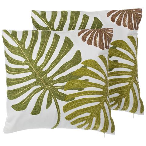 Set Di 2 Cuscini In Cotone Con Motivo A Foglie Di Palma Verdi 45 X 45 Cm Zenobia - Foto 11