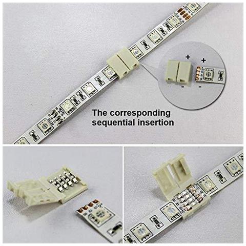 20 Pack 4-pin Adattatore Del Connettore Rgb 8 Millimetri Senza Saldatura Per Smd 2835 3528 Multicolor Non-impermeabile Striscia Luminosa A Led - Foto 4