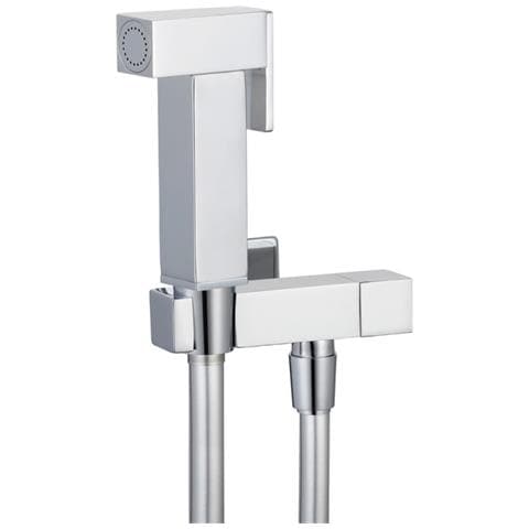Kit Idroscopino Cromato Quadro Doccetta Per Wc Portatile Shut-off Monogetto Con Leva - Foto 1