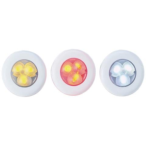 Faretto Stagnocon 3 Led In Policarbonato Bianco, Per Illuminazione Pozzetti, Localimotore, Ripostigli, Ecc... 2 Fori Di Fissaggio. Alim. 12v. Consumo 0,22w.ip67. Dim. Mm. 80 X 28 H, Foro Incasso Mm. 50. - Foto 1