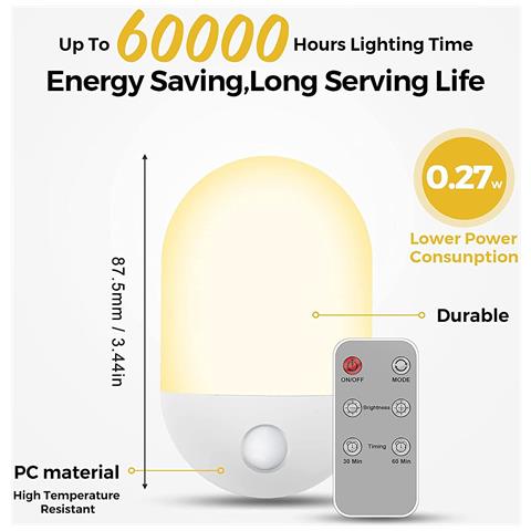 Luce Notturna A Led Dimmerabile Con Telecomando Caldo/freddo Timer - Foto 2