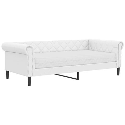 Divano Letto Con Materasso Bianco 90x200 Cm In Similpelle - Foto 1