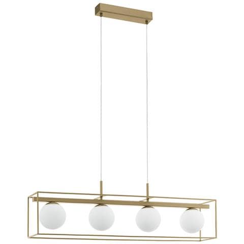 Lampadario Industrial Vallaspra 4 Luci Acciaio Ottone - Foto 1