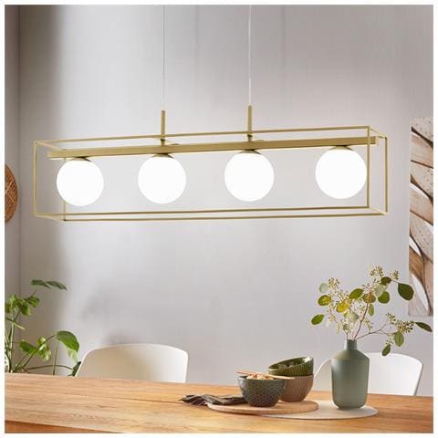 Lampadario Industrial Vallaspra 4 Luci Acciaio Ottone - Foto 2