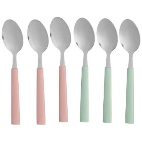 Set Di Cucchiai Dolce Verde Rosa Argentato Acciaio Inossidabile Plastica 15,7 Cm (12 Unità) - Foto 2