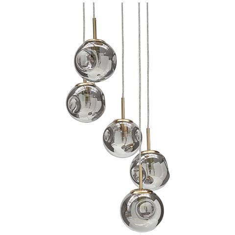 Lampadario 5 Luci Vetro Trasparente E Ottone Ralfes - Foto 7