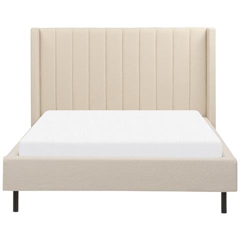 Letto Matrimoniale Bouclé Beige 140 X 200 Cm Villette - Foto 2