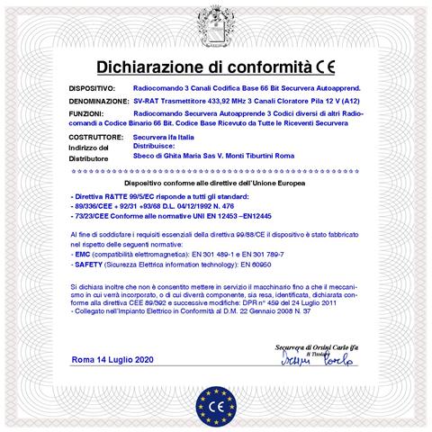 Radiocomando Clonatore Tricanale Frequenza Di Trasmissione 433,92 Mhz Potenza Trasmessa 1 Mw Codifica Di Sicurezza In - Foto 3