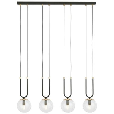 Lampada A Sospensione Glam - Nero - Acciaio Verniciato A Polvere, Vetro - 92x115x15 Cm - Foto 1
