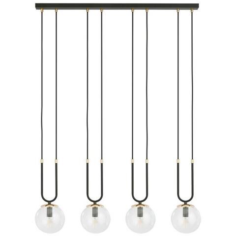 Lampada A Sospensione Glam - Nero - Acciaio Verniciato A Polvere, Vetro - 92x115x15 Cm - Foto 2