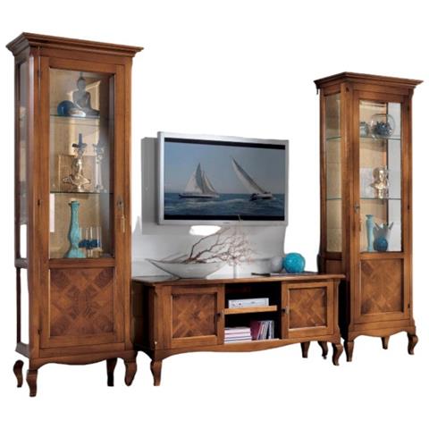 Parete Attrezzata Classica Intarsio Legno Bassano - Foto 1