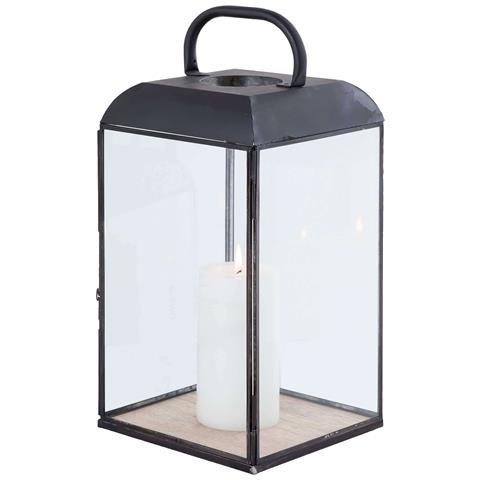 Lanterna Rettangolare In Acciaio E Vetro Con Base In Legno Modern Line - Media - Foto 1