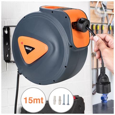 Avvolgicavo Elettrico Con Cavo 15mt Prolunga Shucko Avvolgitubo Fissaggio Muro - Foto 1