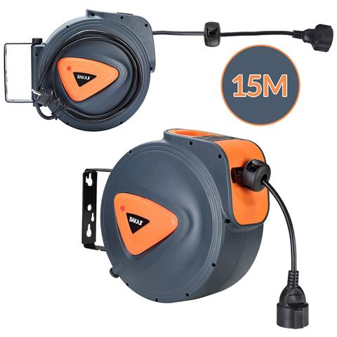 Avvolgicavo Elettrico Con Cavo 15mt Prolunga Shucko Avvolgitubo Fissaggio Muro - Foto 2
