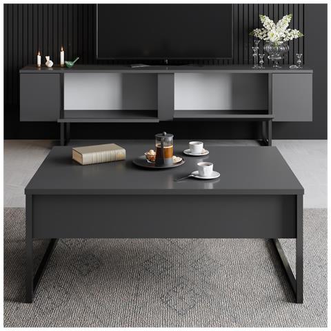 Luxor Mobile Tv Antracite E Nero Con 2 Porte 180cm - Foto 2