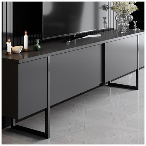 Luxor Mobile Tv Antracite E Nero Con 2 Porte 180cm - Foto 5