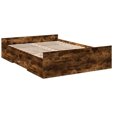 Giroletto Con Cassetti Rovere Fumo 135x190 Cm Legno Multistrato - Foto 3