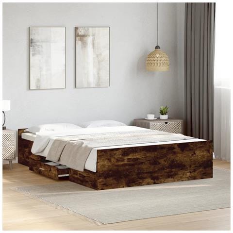 Giroletto Con Cassetti Rovere Fumo 135x190 Cm Legno Multistrato - Foto 1
