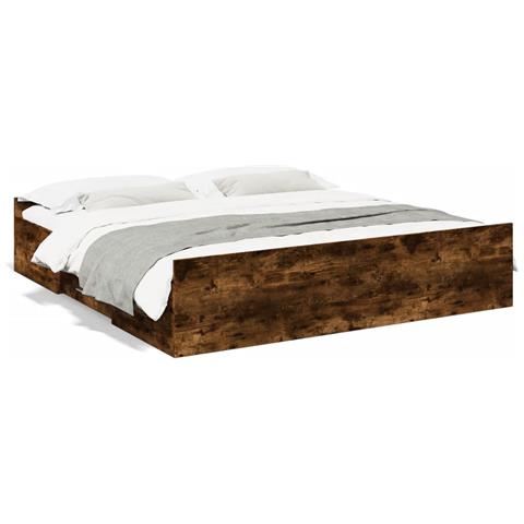 Giroletto Con Cassetti Rovere Fumo 200x200 Cm Legno Multistrato - Foto 2
