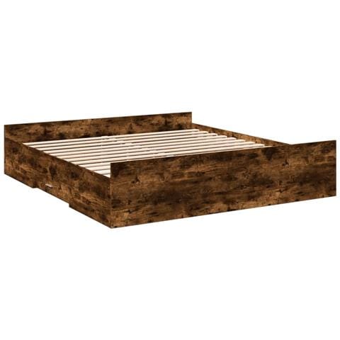 Giroletto Con Cassetti Rovere Fumo 200x200 Cm Legno Multistrato - Foto 3
