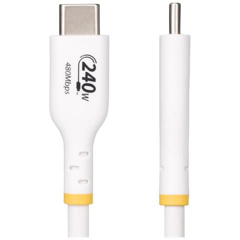 Cavo di ricarica USB-C Bianco da 3m, cavo USB C certificato USB-IF, 240W PD EPR, cavo di ricarica USB 2.0 Tipo-C per laptop, cavo di trasferimento dati USB-Type-C, rivestimento in TPE - Foto 8
