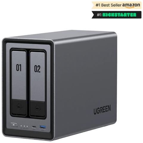 Nasync Dxp2800 Nas System 2-bay Compatta Intel N N100 8 Gb Ddr5 0 Tb Ugos Pro Nero - Foto 1