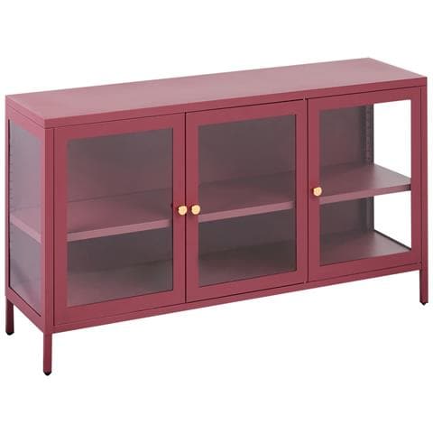 Credenza Espositiva In Vetro Newport Metallo 115 Cm Rosso Scuro - Foto 2