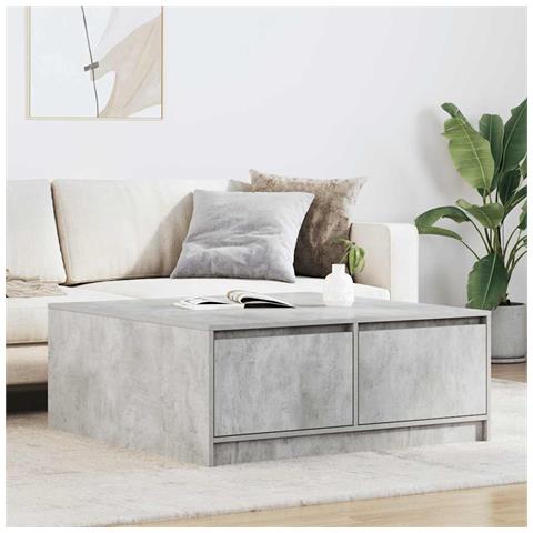 Tavolino da Salotto con Cassetti Grigio Cemento 100x100x40 cm - Foto 1