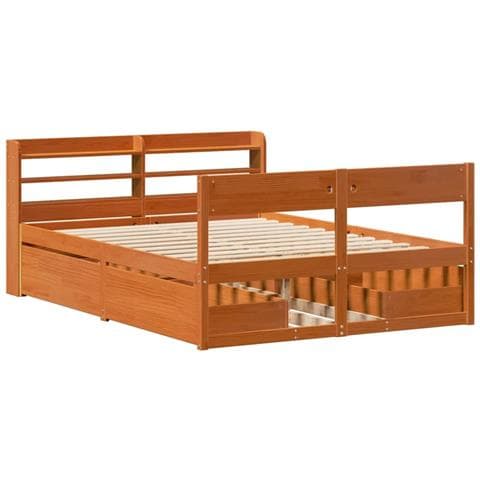 Letto Senza Materasso Marrone Cera 120x200 Cm In Legno Di Pino - Foto 3