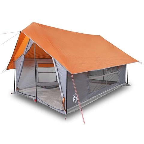 Tenda da Campeggio 5 Persone Grigio e Arancione Impermeabile - Foto 1