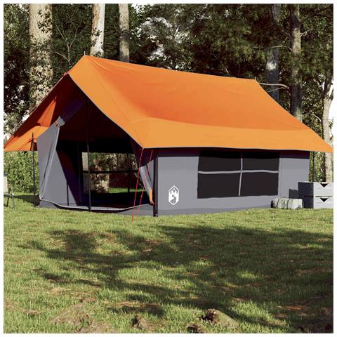 Tenda da Campeggio 5 Persone Grigio e Arancione Impermeabile - Foto 2