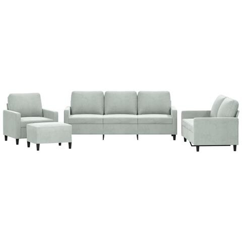 Set di Divani 4 pz con Cuscini Grigio Chiaro in Velluto - Foto 1