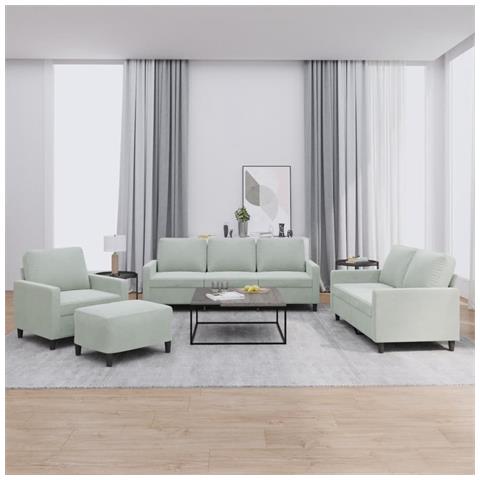 Set di Divani 4 pz con Cuscini Grigio Chiaro in Velluto - Foto 2