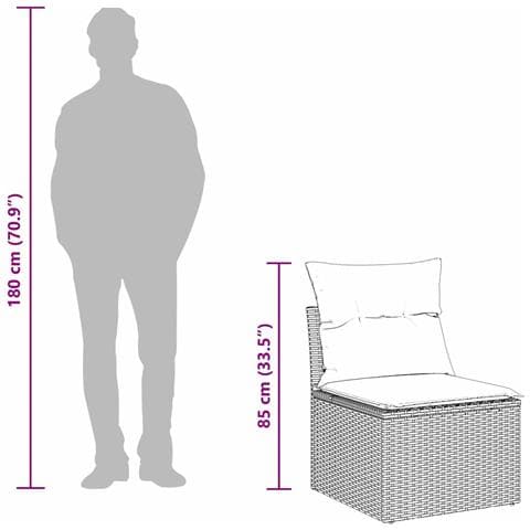 Set Divano Giardino 10 pezzi con Cuscini Grigio Polyrattan Acacia - Foto 8