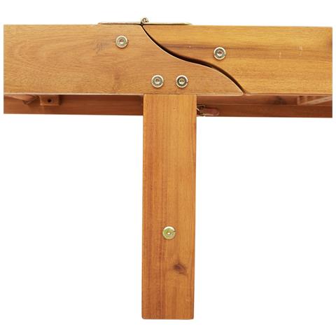 Lettino prendisole  con ruote e cuscino beige in legno massello - Foto 9