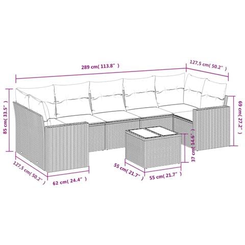 Set Divano da Giardino 8pz con Cuscini Grigio Chiaro Polyrattan - Foto 3