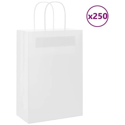 Sacchetti di Carta 250 pz con Manici Bianchi 21x11x31 cm - Foto 1