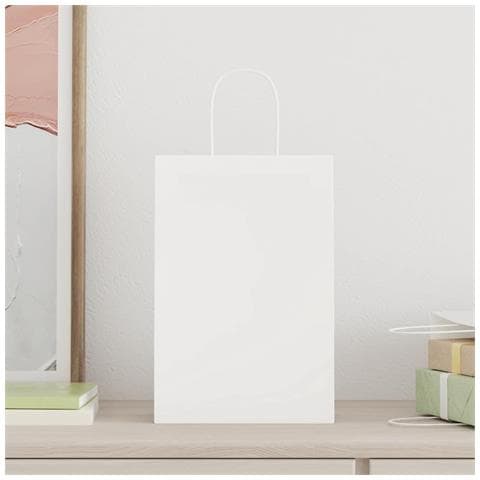 Sacchetti di Carta 250 pz con Manici Bianchi 21x11x31 cm - Foto 2
