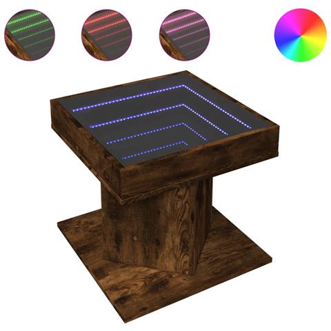 Tavolino Salotto con LED Rovere Fumo 50x50x45 cm Multistrato - Foto 1