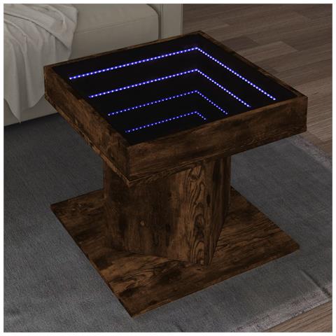 Tavolino Salotto con LED Rovere Fumo 50x50x45 cm Multistrato - Foto 2