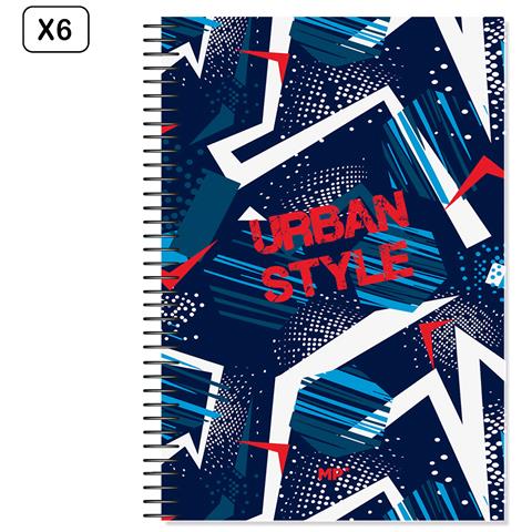 Pack 6 Unita' Quaderno Ad Anelli Fº 80 Fogli 90 G/m² Design Urban Style - Foto 1