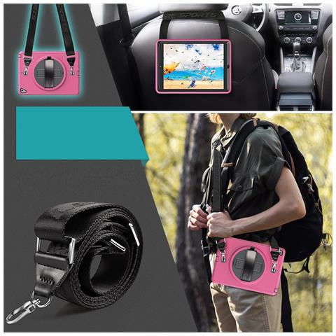 Custodia Per Ipad 10.2"" (19/20/21) Con Supporto E Tracolla Rosa - Foto 4