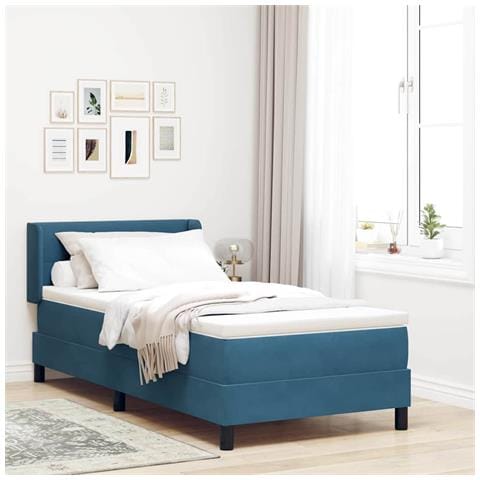 Letto Box Spring con Materasso Nero 100x200 cm in Velluto - Foto 2