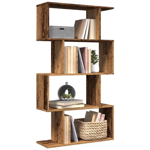 Libreria 4 Ripiani Legno Vecchio 70x24x129 cm in Truciolato - Foto 2