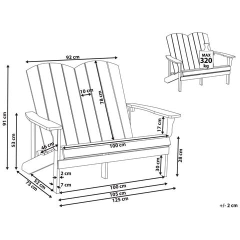 Panchina Da Giardino Adirondack 125 Cm Rosso - Foto 2