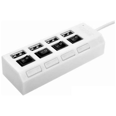 Hub Usb 2.0 A 4 Porte Con Interruttori Individuali - Bianco, Ideale Per Espandere La Connettività - Foto 1