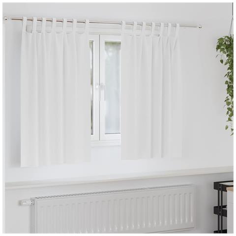 Tende con tende 2 pcs Bianco Puro Poliestere - Foto 2