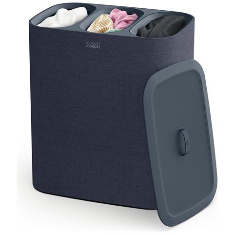 Cesto Bucato Tota Trio 90 Litri Nero Tre Scomparti Resistente E Facile Da Svuotare Ideale Per Organizzare I Vestiti - Foto 1