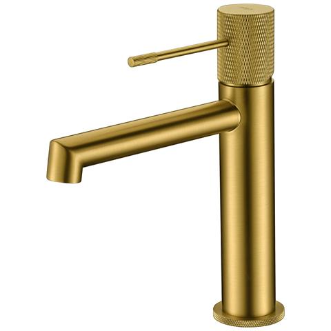 Imex Miscelatore Lavabo Monocomando In Ottone Finitura Oro Spazzolato Con Cartuccia Ceramica Ø26 Mm E Set 2 Flessibili 3-8 Inclusi Altezza 200 Mm Canna 150 Mm Serie Line Bdd038-1oc - Foto 2